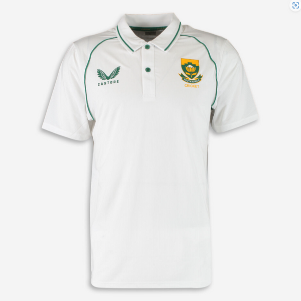 Castore White South Africa Cricket Polo Shirt